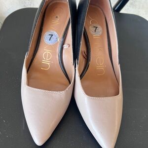 Calvin Klein Black and Cream Pointed Heels